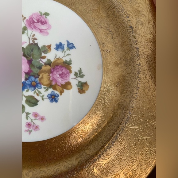 Vintage Pickard Heavy Gold Border Floral Dinner Plate Mid Century Style 2023 - Picture 5 of 10